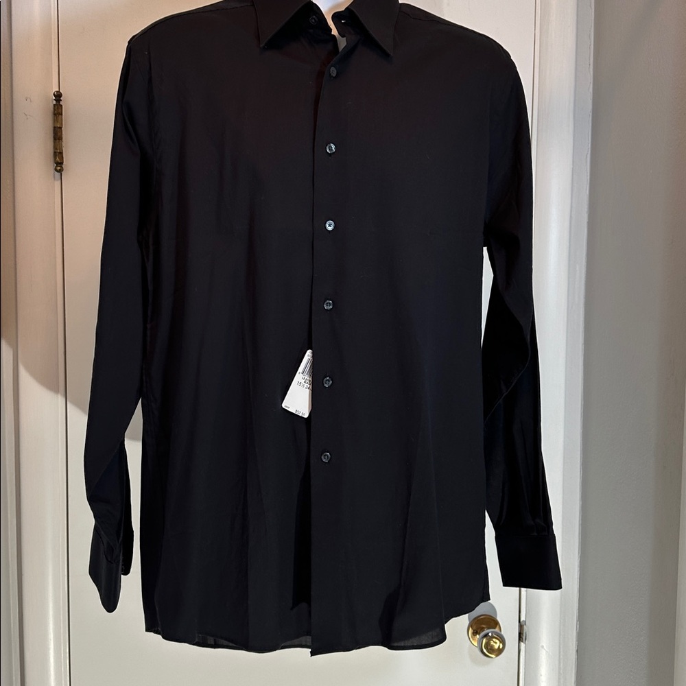 Calvin Klein Long Sleeve Black Cotton Shirt 15.5 34/35 NWT - Picture 14 of 14